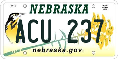 NE license plate ACU237