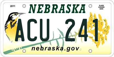 NE license plate ACU241