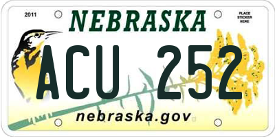 NE license plate ACU252