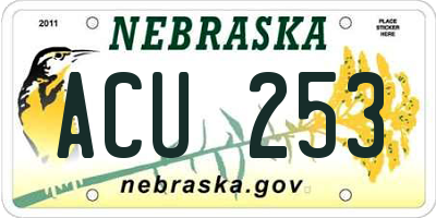 NE license plate ACU253