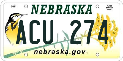 NE license plate ACU274
