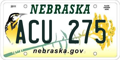 NE license plate ACU275