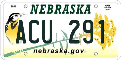 NE license plate ACU291