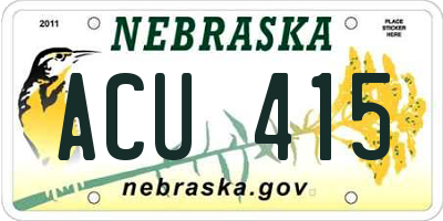 NE license plate ACU415