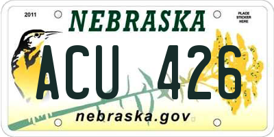 NE license plate ACU426
