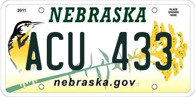 NE license plate ACU433