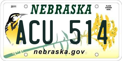 NE license plate ACU514