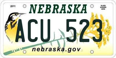 NE license plate ACU523