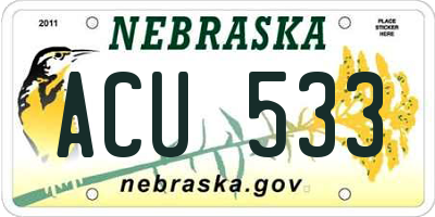 NE license plate ACU533