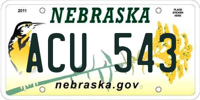 NE license plate ACU543