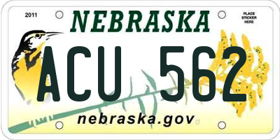 NE license plate ACU562