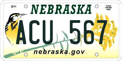 NE license plate ACU567