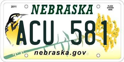 NE license plate ACU581