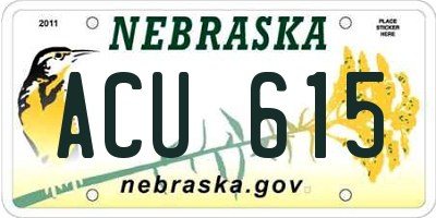 NE license plate ACU615