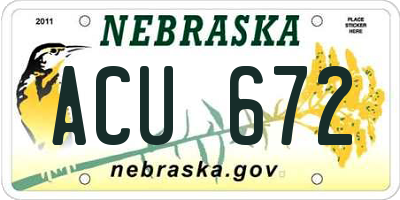 NE license plate ACU672