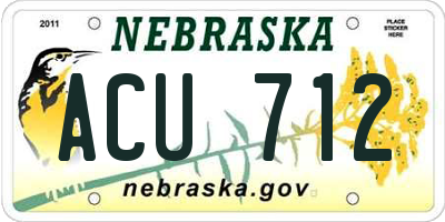NE license plate ACU712