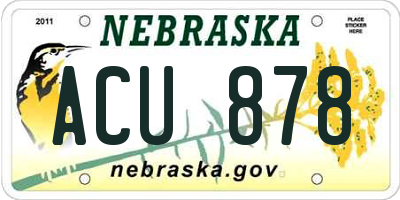 NE license plate ACU878