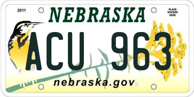 NE license plate ACU963