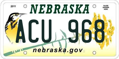 NE license plate ACU968