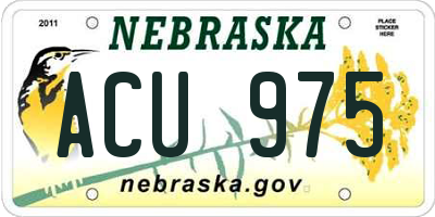 NE license plate ACU975