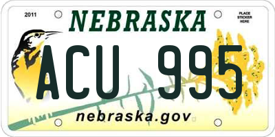 NE license plate ACU995