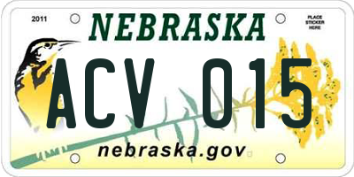 NE license plate ACV015