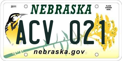 NE license plate ACV021