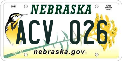 NE license plate ACV026