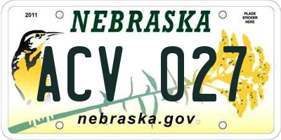NE license plate ACV027