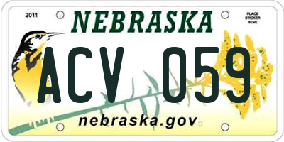 NE license plate ACV059