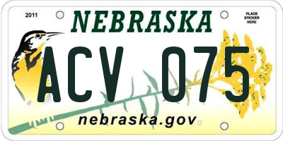 NE license plate ACV075