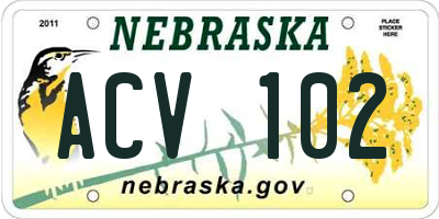 NE license plate ACV102