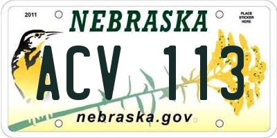 NE license plate ACV113