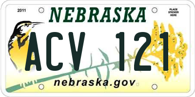 NE license plate ACV121