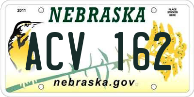 NE license plate ACV162