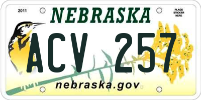 NE license plate ACV257