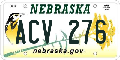 NE license plate ACV276