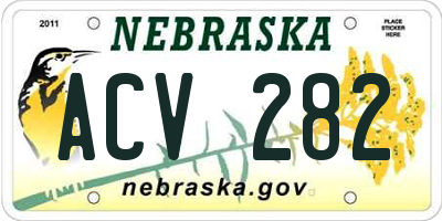 NE license plate ACV282