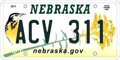 NE license plate ACV311
