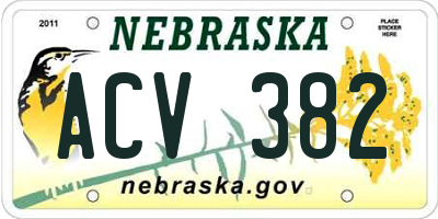 NE license plate ACV382