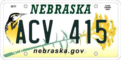 NE license plate ACV415