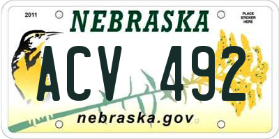 NE license plate ACV492