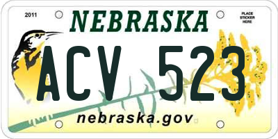 NE license plate ACV523