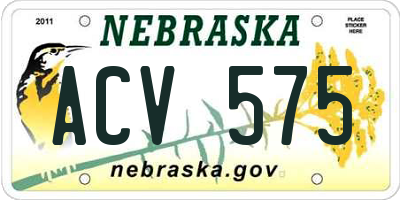 NE license plate ACV575