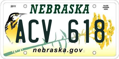 NE license plate ACV618