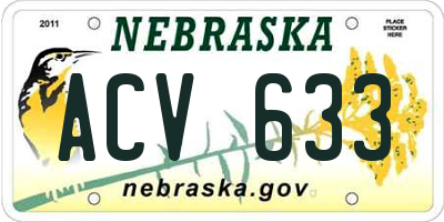 NE license plate ACV633