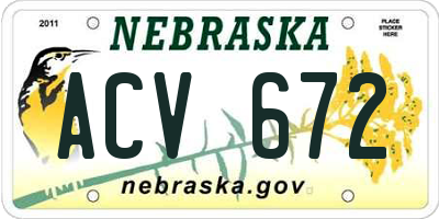 NE license plate ACV672