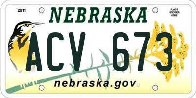 NE license plate ACV673