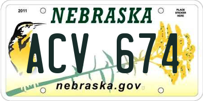 NE license plate ACV674