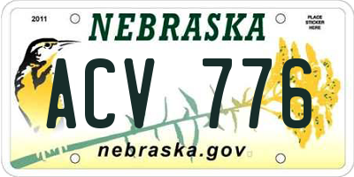 NE license plate ACV776